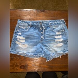 American Eagle Outfitters Women's Ripped Blue Jean Shorts
